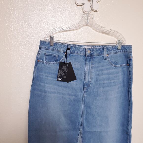 NWT PAIGE Denim Midi Skirt Long Jean Stretch Stretchy Skirt Sz 34 - Picture 3 of 10